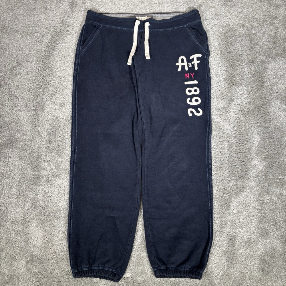 Vintage Abercrombie & Fitch Sweatpants Womens M Blue Joggers Embroidered Y2K